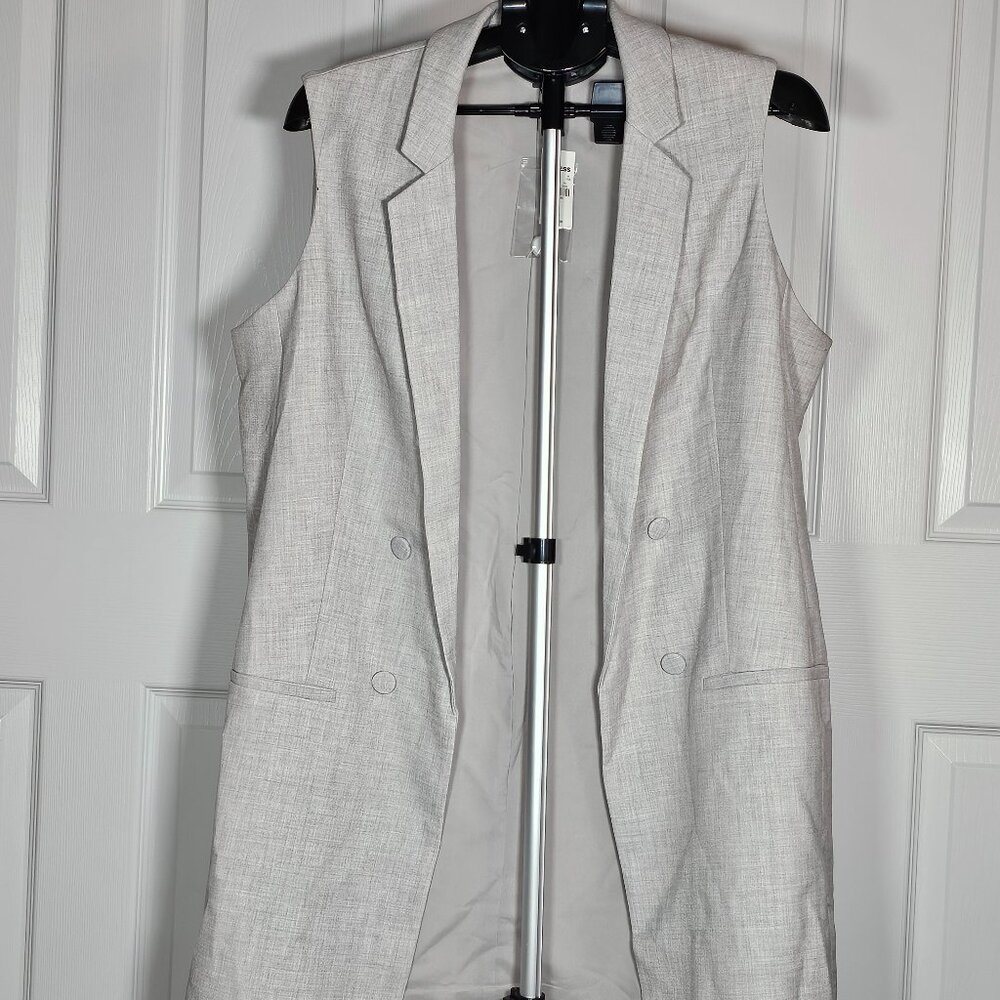 Express Women Grey Sleeveless Double Breasted Blazer Size XL